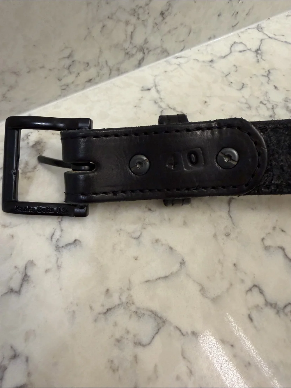 Hanks Belts USA Black Full Grain Leather Belt Matte Black Buckle Size 40